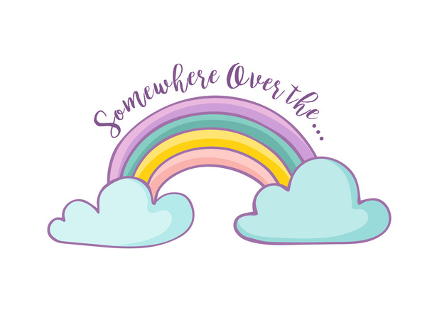 Rainbow - cute greeting card - Vector, Image