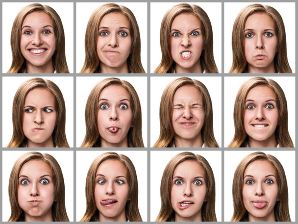 Giovane donna che esprime emozioni diverse
 - Foto, immagini