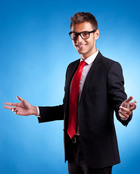 Smiling business man welcoming - Photo, Image