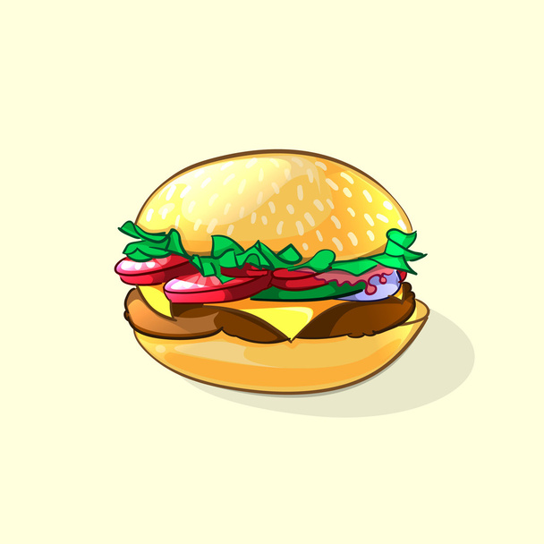 Hamburger savoureux dans le style dessin animé. Illustration vectorielle
 - Vecteur, image