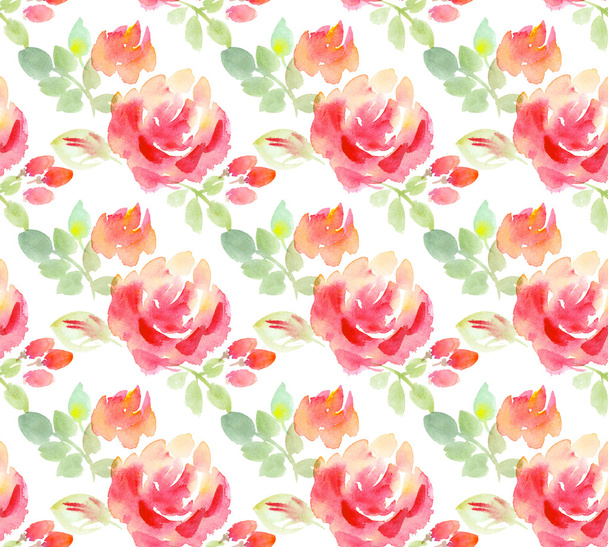 blasse Farbe abstrakte Rosenblüte nahtloses Muster. handgezeichnetes Wat - Foto, Bild