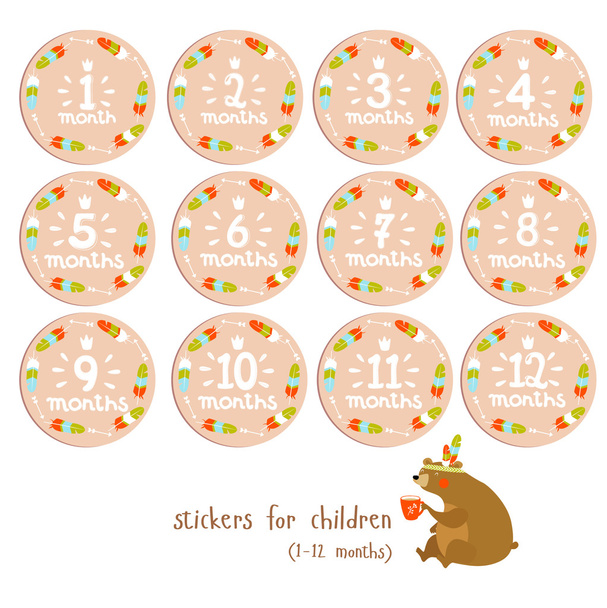 Set of cute stickers for children  - Vector, Image