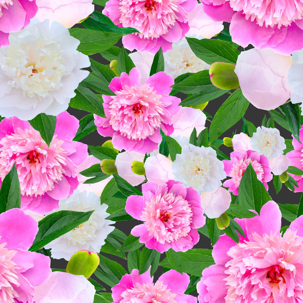 бесшовный цветочный узор с розовыми пионами
. - Вектор,изображение