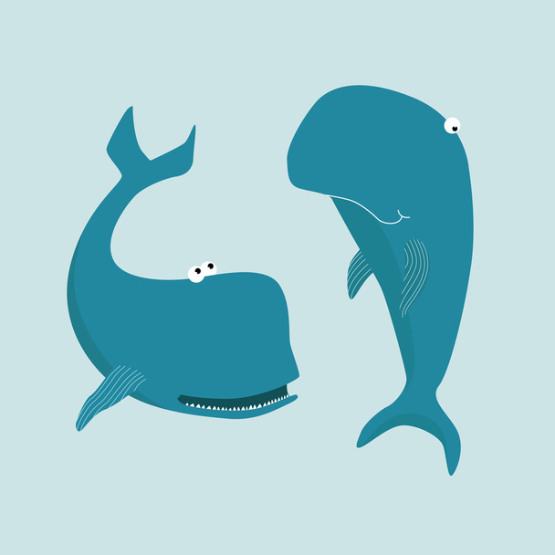 Pocztówka z wielorybów w miłości - Wektor, obraz