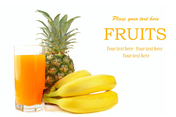 Fresh tropical fruits and juice - Фото, изображение