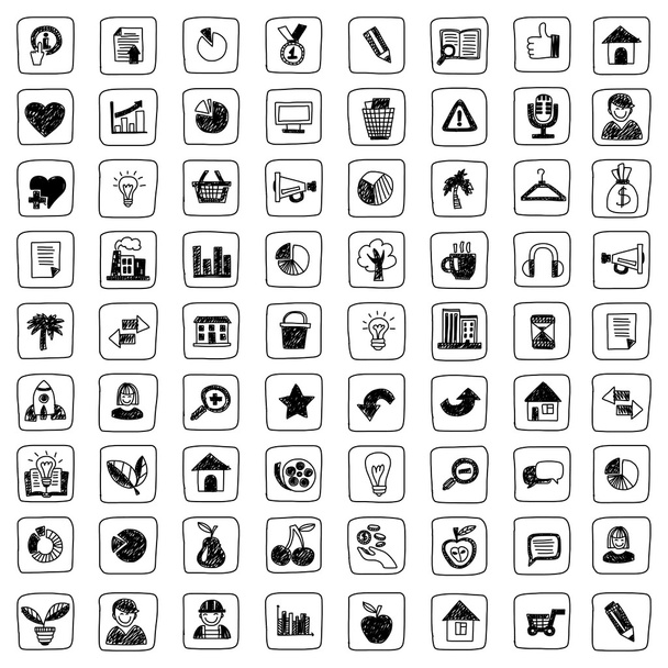 Vektor doodle üzleti jeleket, ikonokat szett - Vektor, kép