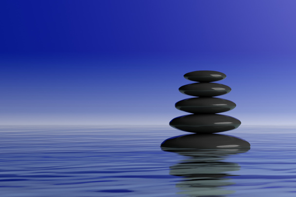 renderowania 3D zen stones kumuluje się w wodzie - Zdjęcie, obraz