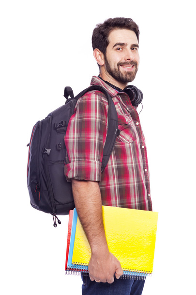 student with backpack and notebooks - Photo, image