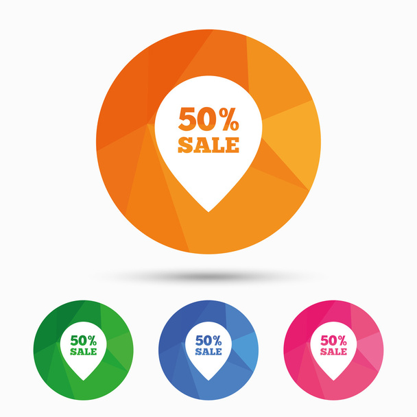 50 percent sale pointer tag sign icon. - Vector, imagen