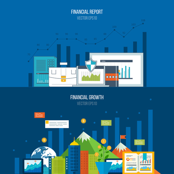Conceptos de análisis y planificación empresarial, trabajo en equipo, informe financiero
 - Vector, Imagen
