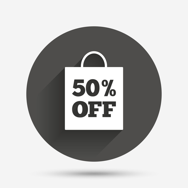 50 percent sale bag tag sign icon. - Vector, imagen