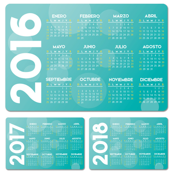 Іспанська бірюзовими календар
 - Вектор, зображення