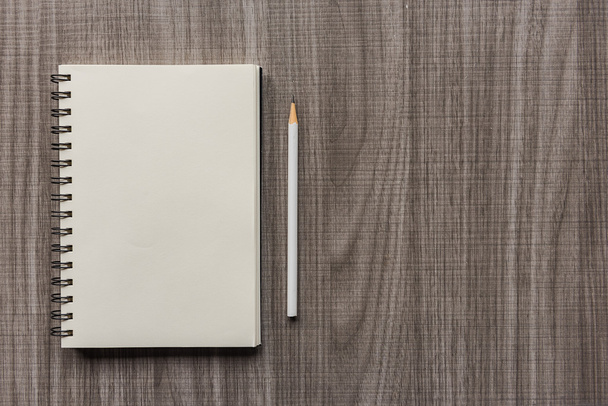 fehér ceruza, a üres notebook  - Fotó, kép