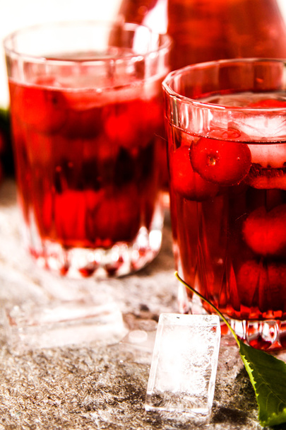 Refreshing summer ice tea or lemonade with fresh homemade fruit. - Photo, Image
