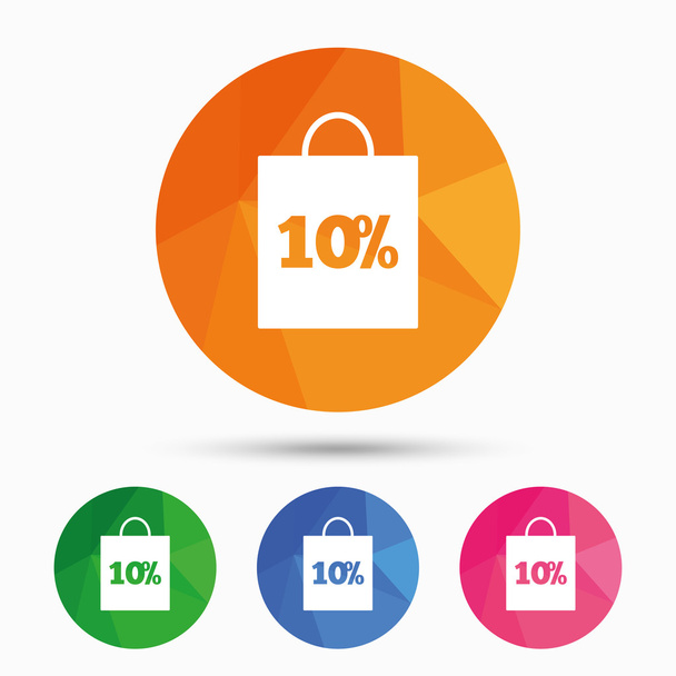 10 percent sale bag tag sign icon. - Вектор,изображение