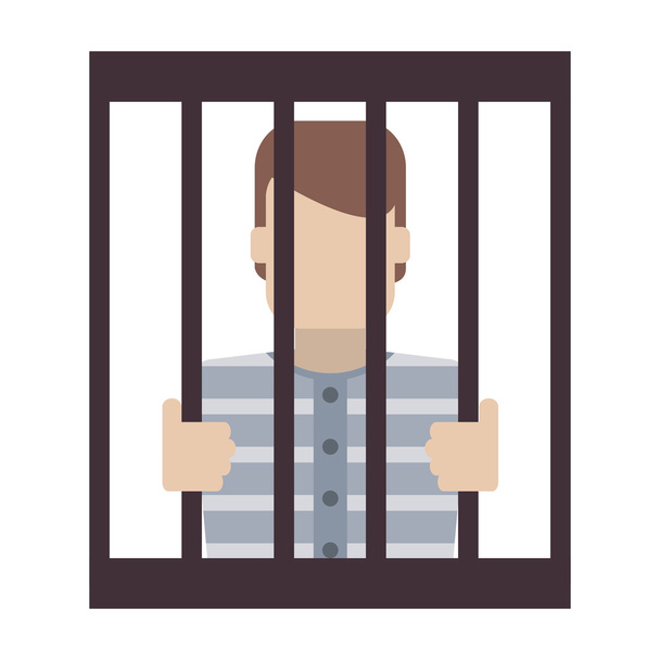 gevangenis gevangene achter barspictogram - Vector, afbeelding