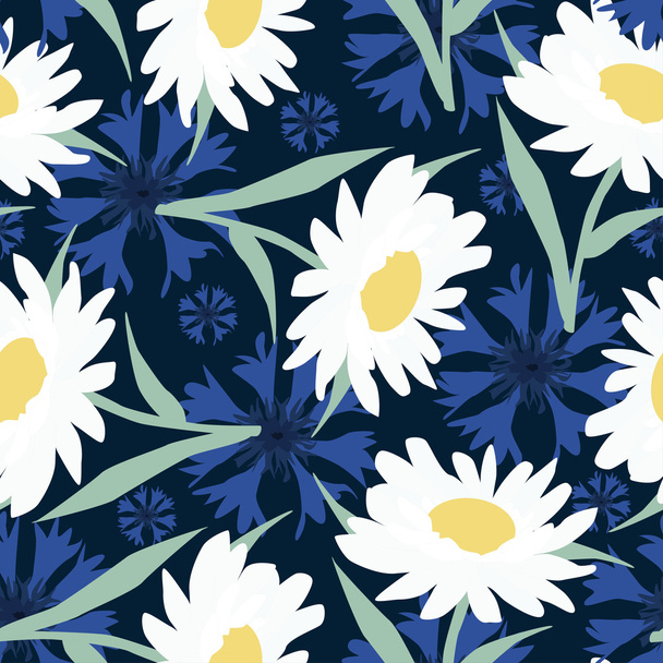 Pattern with camomile - Vector, Image