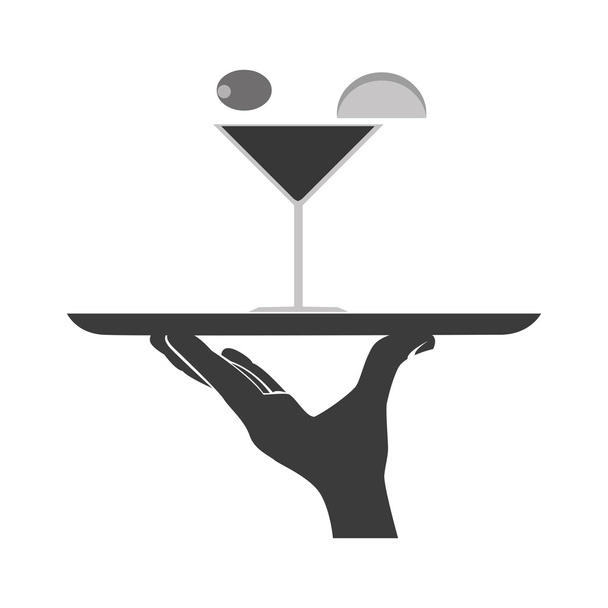 Waiter serving a dish - Vector, Image
