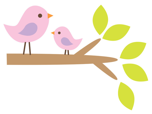 baby birds on branch - ベクター画像