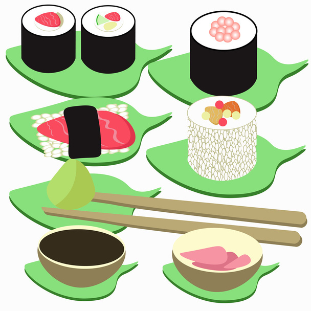 sushi rolls set of icon. vector illustration - Vector, Image