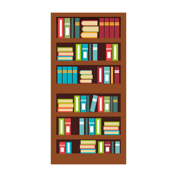 Inicio Biblioteca con libros aislados icono plano, ilustración vectorial
. - Vector, Imagen