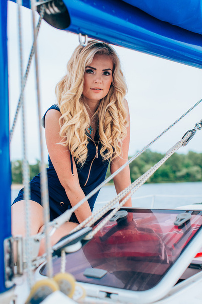 Woman on her private yacht - Photo, Image