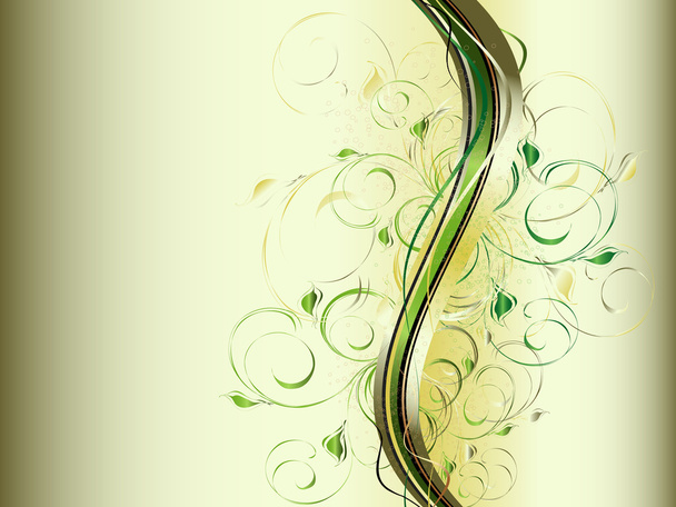 Abstract waves with floral ornament - Vector, Image