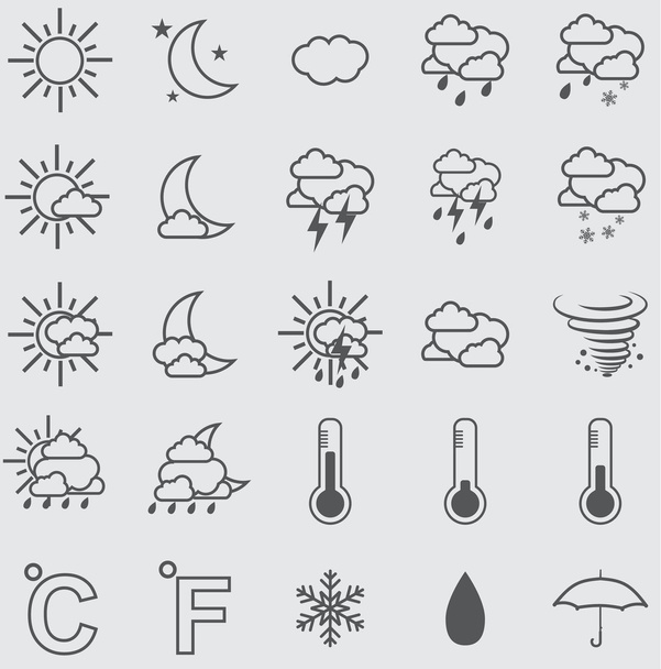 Weather Icons with White Background - Vetor, Imagem