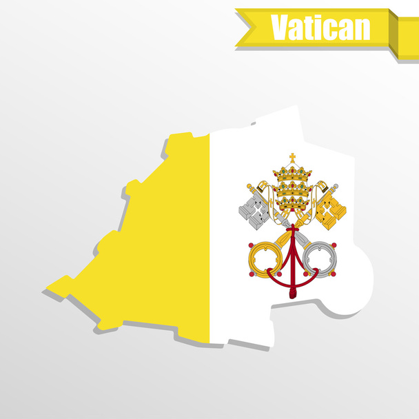 Ватиканська карту з всередині прапор і стрічкою - Вектор, зображення