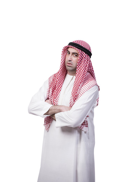 Unhappy young arab man isolated on white - Photo, Image