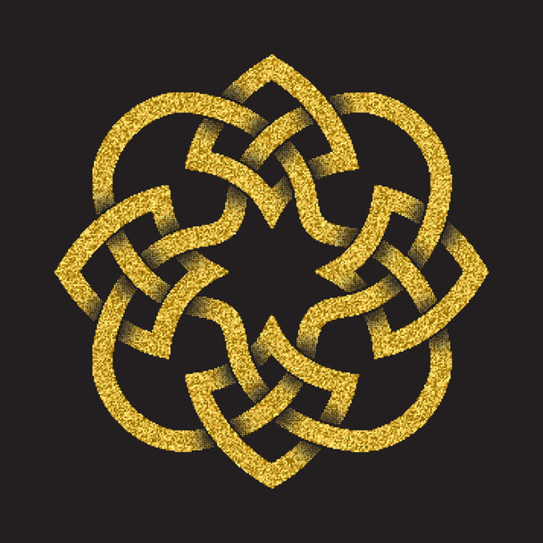 Golden glittering symbol in cruciform mandala form - Vector, Image