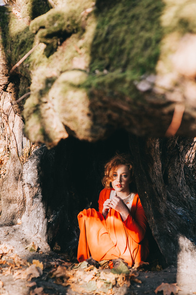  fantastic redhead girl in  forest - Fotó, kép