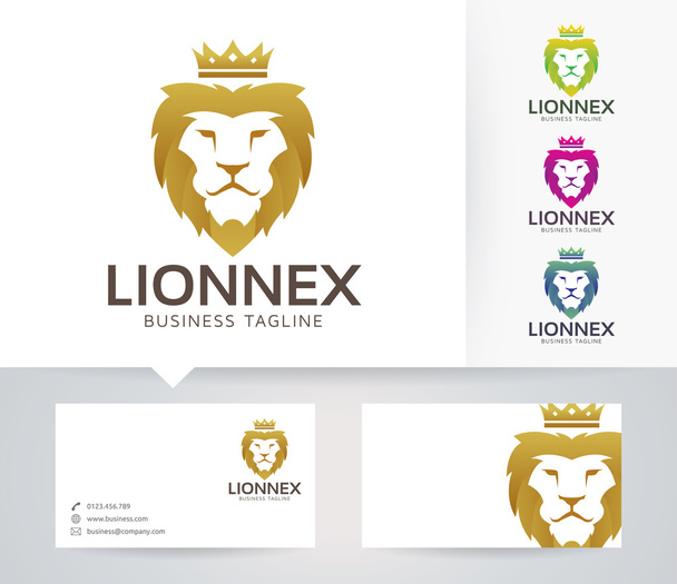 Lion Nex vector logo with alternative colors and business card template - Vector, Image
