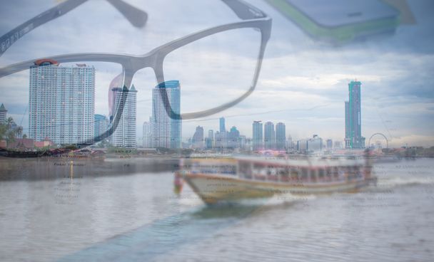 Abstract blurred background : Express boats in Chao Phraya river - Photo, Image