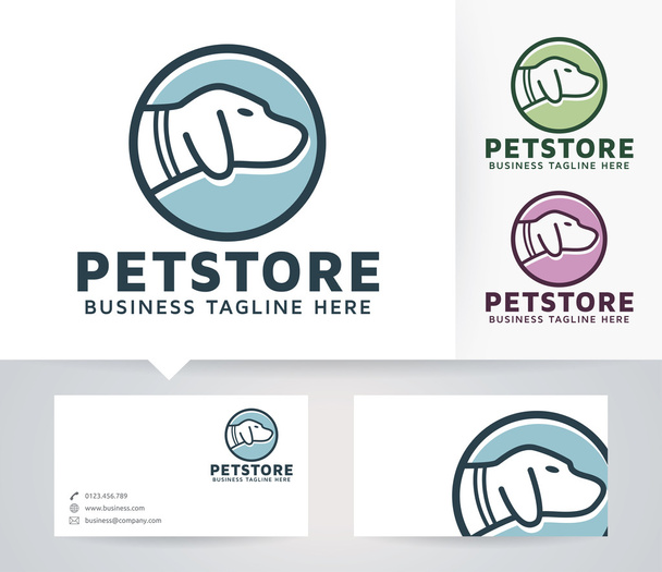 Logo vector Pet Store con colores alternativos y plantilla de tarjeta de visita
 - Vector, imagen