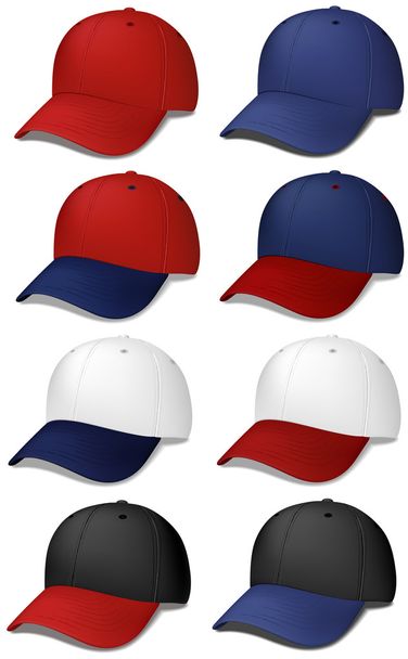 Set of Baseball Caps - Vector, Image