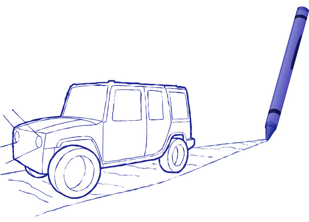 Crayón Dibujo de un SUV
 - Vector, imagen