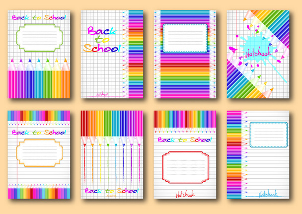 Set of school notebook covers - Vektor, kép