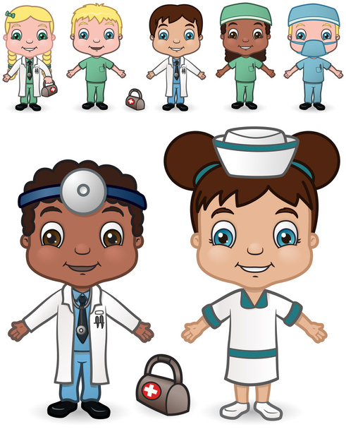 医師や看護師のセット 2 - ベクター画像