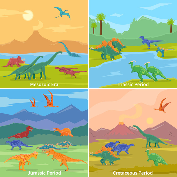 恐竜 2 x 2 デザイン コンセプト - ベクター画像