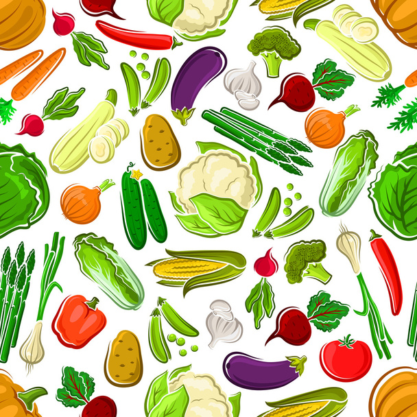 Healthy and raw farm vegetables seamless pattern - Vector, Image
