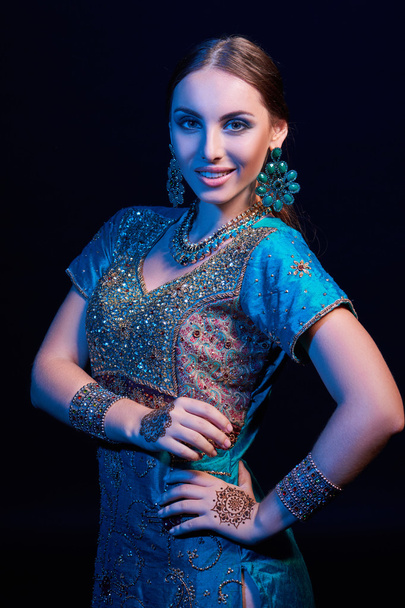 Fine art portrait of beautiful fashion Indian - Photo, Image