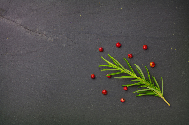 Romero y semillas de pimiento rojo
 - Foto, imagen