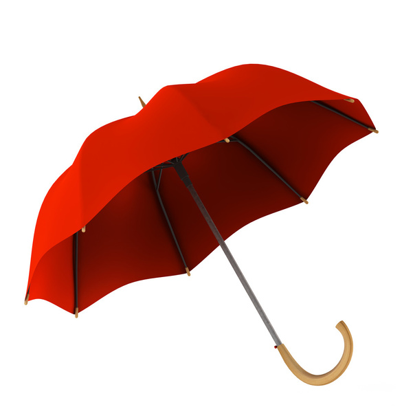 Red umbrella on white background - Photo, image