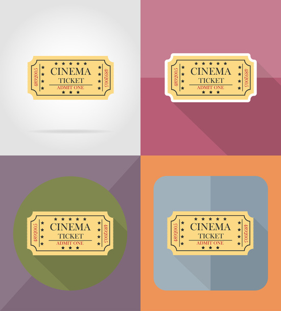 cinema ticket flat icons vector illustration - Vektör, Görsel