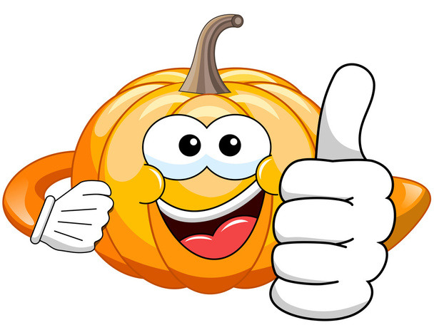 Cartoon pumpkin thumb up - Vector, Image