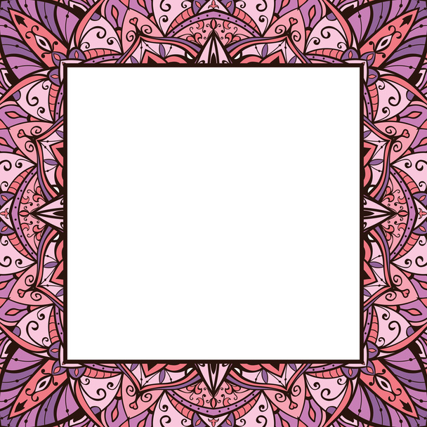 Pink and lilas ornamental frame. - Vector, imagen