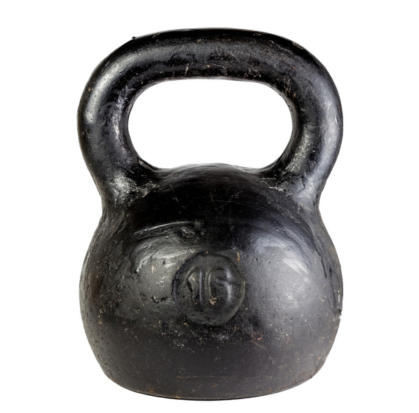 Fekete kettlebell elszigetelt fehér 16 kg   - Fotó, kép