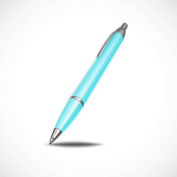 Blue Ballpoint Pen isolated on white background. 3d illustration - Foto, Imagen