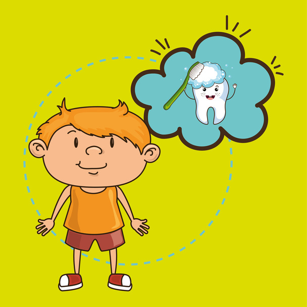 niño con diseño de icono aislado del diente
 - Vector, imagen